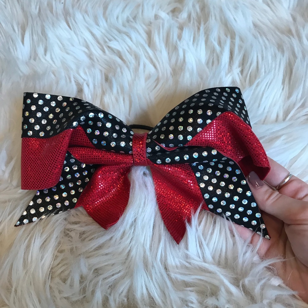 Red black and silver bow